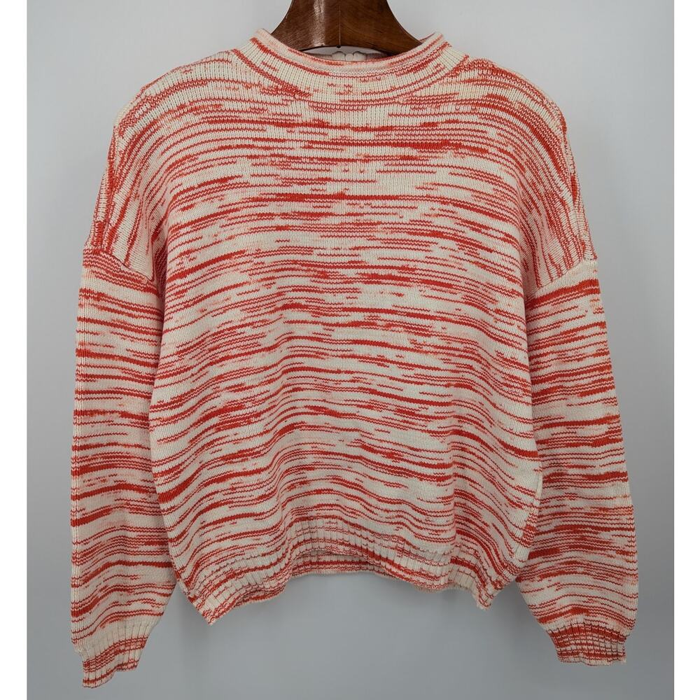 Nine West Sweater 2XL Red White Marled Knit Oversized Pullover Y2K Dopamine